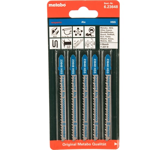 Пилки T227D по стали и алюминию Expert 5 шт. (74х3 мм; HSS) Metabo 623648000