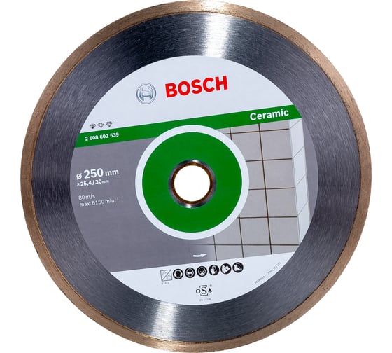 Диск алмазный отрезной Professional for Ceramic (250х30/25.4 мм) для настольных пил Bosch 2608602539 1