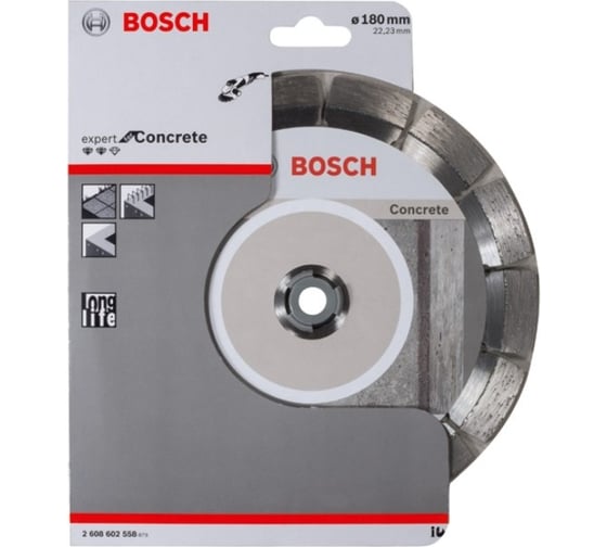 Диск алмазный отрезной Expert for Concrete (180х22.2 мм) для УШМ Bosch 2608602558