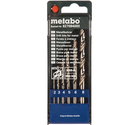 Набор сверл HSS-G (6 шт; 2-8 мм) по металлу Metabo 627094000