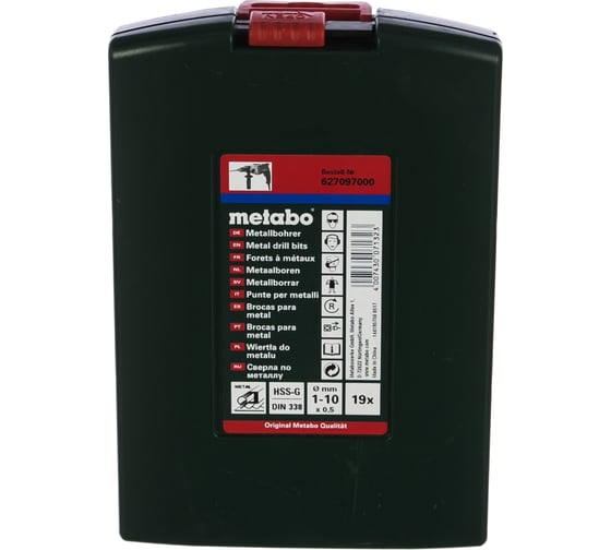 Набор сверл HSS-G (19 шт; 1-10 мм) по металлу Metabo 627097000