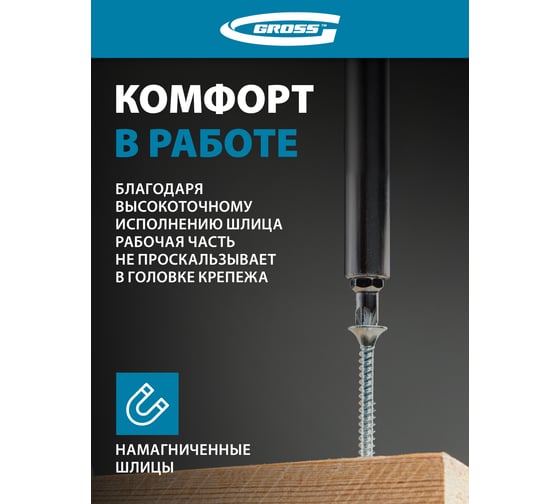 Набор бит (сталь S2; PZ 1х25 мм; 10 шт.) GROSS 11339
