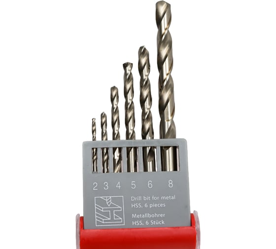 Набор сверл по металлу 6 шт, 2-8 мм, HSS WORTEX WDBS2008M10611