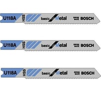 Пилки для лобзика по металлу (62 мм; 3 шт.) U 118A Bosch 2608631511