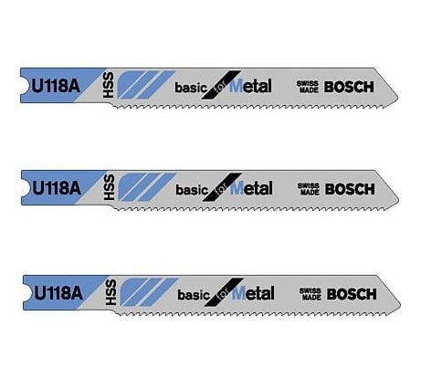 Пилки для лобзика по металлу (62 мм; 3 шт.) U 118A Bosch 2608631511