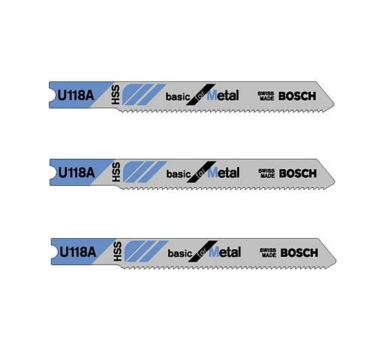 Пилки для лобзика по металлу (62 мм; 3 шт.) U 118A Bosch 2608631511 1