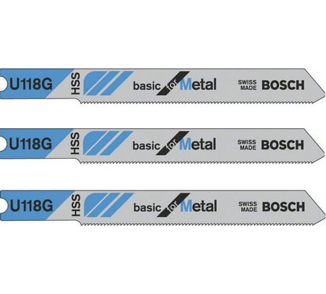 Пилки для лобзика по металлу (52 мм; 3 шт.) U118G Bosch 2608631770