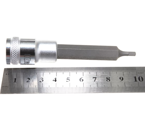 Бита-головка торцевая сатинированная удлиненная (HEX; 1/2"; H3) KRAFTOOL 27909-03