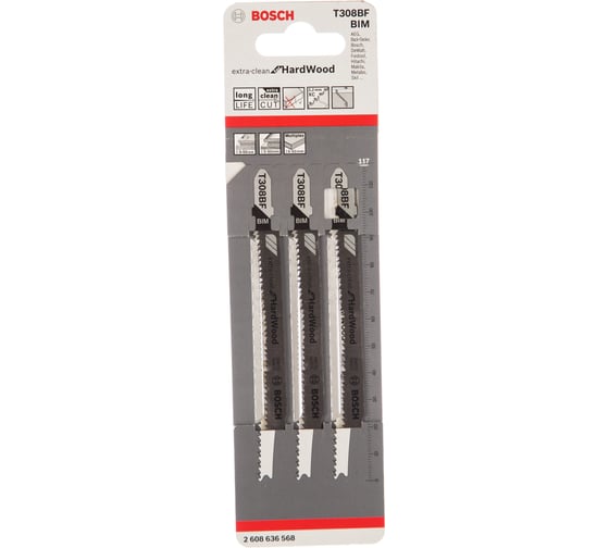 Пилки для лобзика по дереву (91 мм; 3 шт.) T308BF Bosch 2608636568