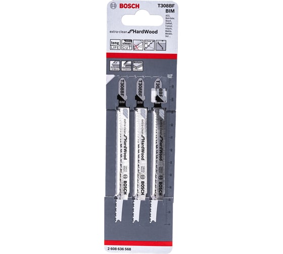Пилки для лобзика по дереву (91 мм; 3 шт.) T308BF Bosch 2608636568
