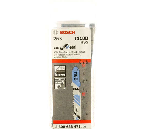 Пилки для лобзика по металлу (67 мм; 25 шт.) T118B Bosch 2608638471