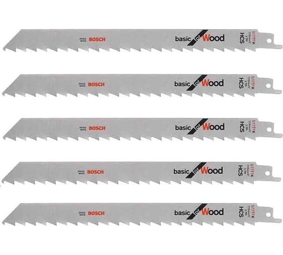 Полотна для ножовочной пилы 5 шт. (225х19х1.25 мм) по дереву S1111K Bosch 2608650678 1