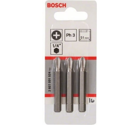 Бита (51 мм; 3 шт) PHILLIPS 3 XH Bosch 2607001524 1
