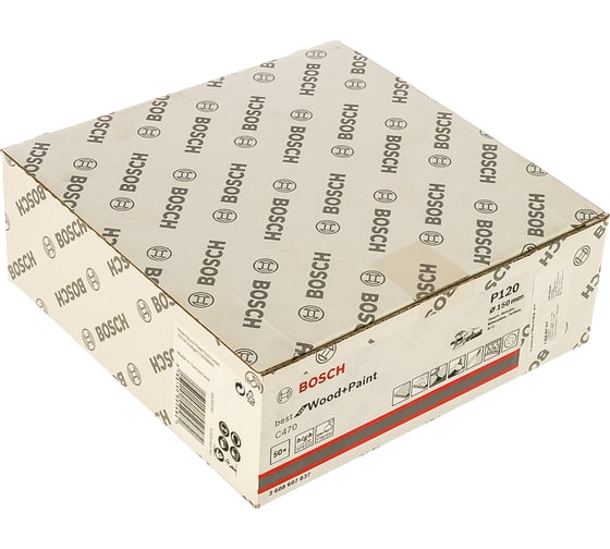 Круг шлифовальный по дереву, краске (50 шт; 150 мм; К120; 6 отверстий) Bosch 2608607837