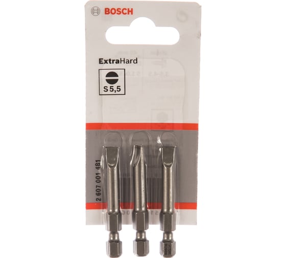 Бита (49 мм; 3 шт) прямой шлиц 1.0Х5.5 XH Bosch 2607001481