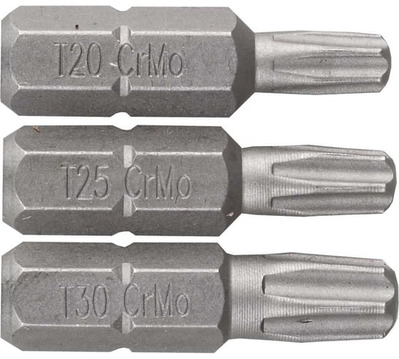 Набор бит "МАСТЕР" (1/4"; 25 мм; T20, T25, T30; 3 предмета) ЗУБР 26009-TORX-H3 1