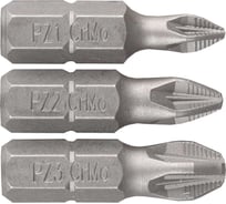 Набор бит "МАСТЕР" (1/4"; 25 мм; PZ1, PZ2, PZ3; 3 предмета) ЗУБР 26009-PZ-H3