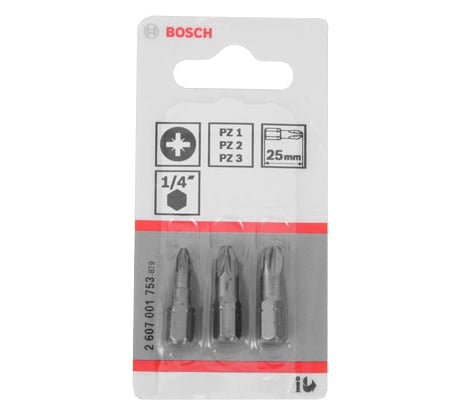 Набор бит (25 мм; 3 шт) PZ Bosch 2.607.001.753