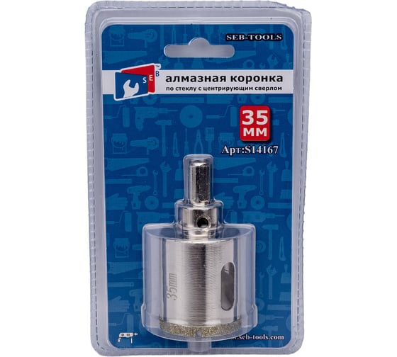 Коронка алмазная по керамограниту с центрирующим сверлом 35 мм TORGWIN S14167
