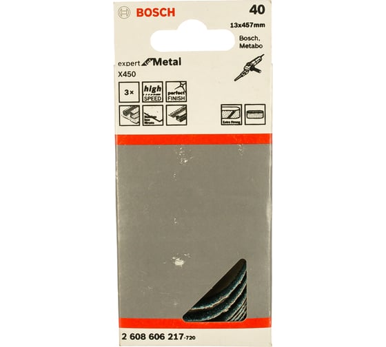 Шлифлента Best for Metal 3 шт. для ленточного напильника (13х455 мм; К40) Bosch 2608606217