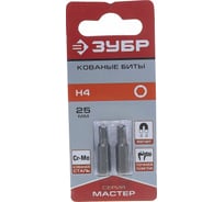 Биты "МАСТЕР" 2 шт. (25 мм; HEX4) Зубр 26007-4-25-2