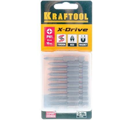 Биты "EXPERT" (E 1/4"; PH 1; 50 мм; 10 шт.) KRAFTOOL 26121-1-50-10