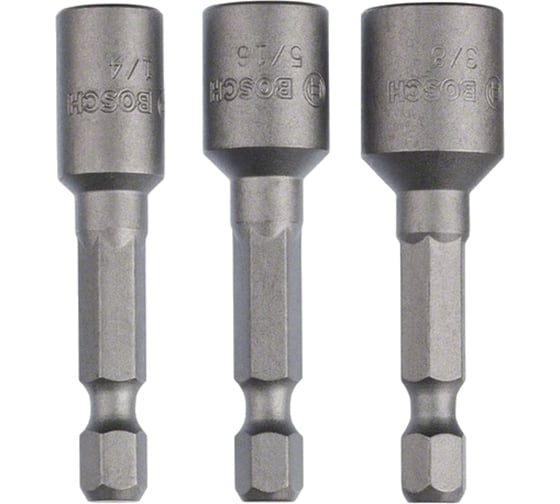 Набор торцевых головок (3 шт; хвостовик 1/4" HEX) Bosch 2608551077