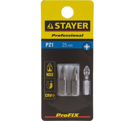 Биты (C 1/4"; PZ 1; 25 мм; 2 шт.) STAYER 26221-1-25-02