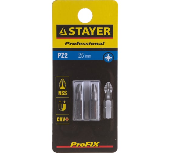 Биты (C 1/4"; PZ 2; 25 мм; 2 шт.) STAYER 26221-2-25-02