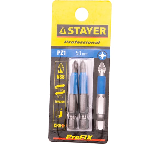 Биты (E 1/4"; PZ 1; 50 мм; 2 шт.) STAYER 26223-1-50-02