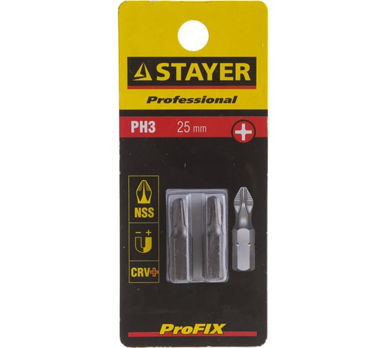 Биты (C 1/4"; PH 3; 25 мм; 2 шт.) STAYER 26201-3-25-02