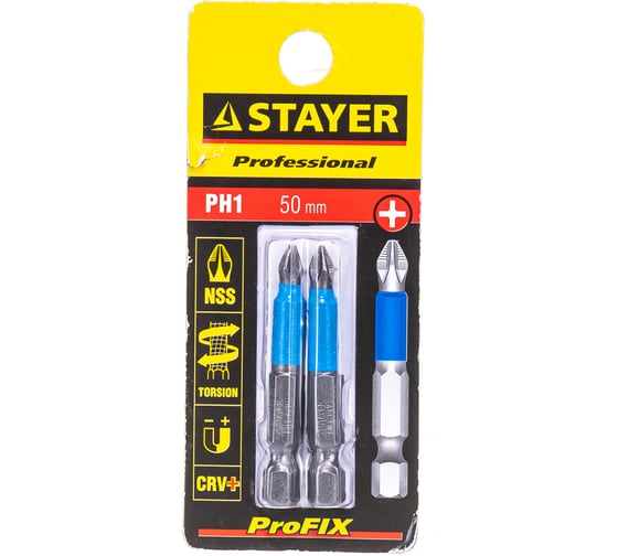 Биты (E 1/4"; PH 1; 50 мм; 2 шт.) STAYER 26203-1-50-02