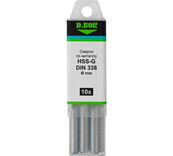 Сверло по металлу шлифованное HSS-G DIN 338 1х12х34 мм, 10 шт D.BOR D-TD-338-HSS-010-10