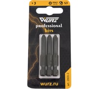 Бита магнитная PH2, 50 мм блистер, 3 шт WURZ 2800-3