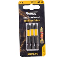 Бита торсионная магнитная PZ2, 50 мм, блистер, 3 шт WURZ 2930-3