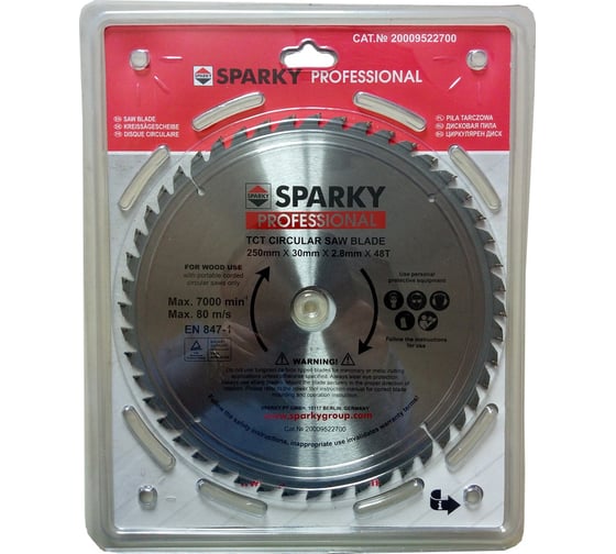 Диск пильный (250х2.8x30 мм; T48) по дереву Sparky 20009522700 1