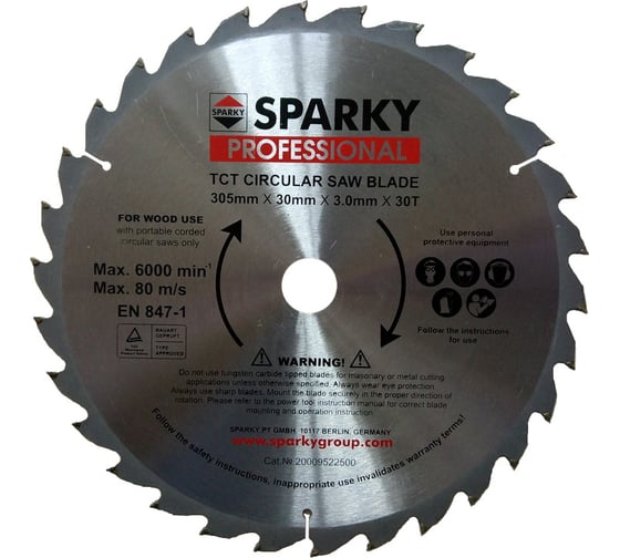 Диск пильный (305х3x30 мм; T30) по дереву Sparky 20009522500 1