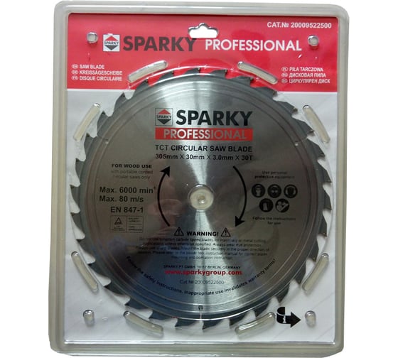 Диск пильный (305х3x30 мм; T30) по дереву Sparky 20009522500