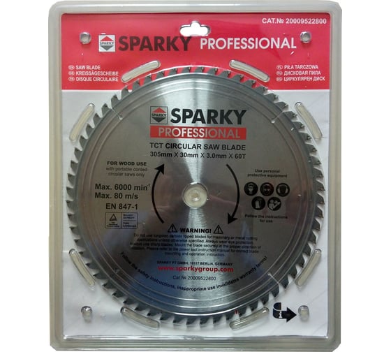 Диск пильный (305х3x30 мм; T60) по дереву Sparky 20009522800