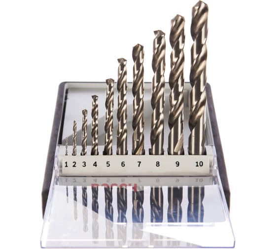 Набор сверл Robust Line по металлу 10 шт. (1-10 мм; HSS-G) Bosch 2607010535