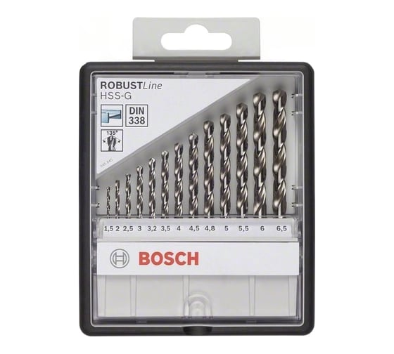 Набор сверл Robust Line по металлу 13 шт. (1,5-6,5 мм; HSS-G) Bosch 2607010538