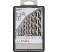 Набор сверл Robust Line по металлу 10 шт. (1-10 мм; HSS-G) Bosch 2607010534