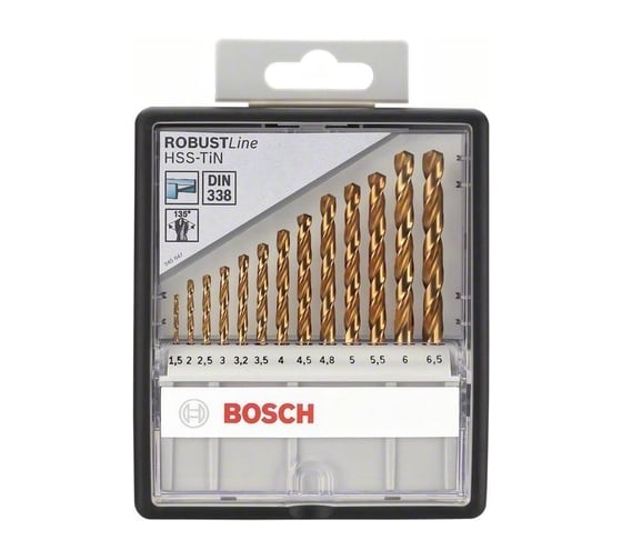 Набор сверл по металлу Robust Line 13 шт. (1,5-6,5 мм; HSS-TIN) Bosch 2607010539