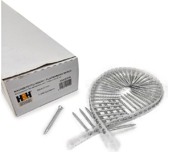 Ленточные саморезы PH2, 4.2x55 мм, цинк, дерево-дерево, 1000 шт H&H 5542DHS
