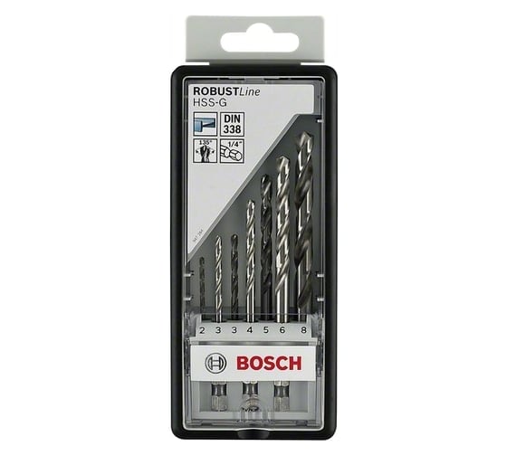 Набор сверл по металлу Robust Line 7 шт. (2-8 мм; HSS-G; 1/4") Bosch 2607019922