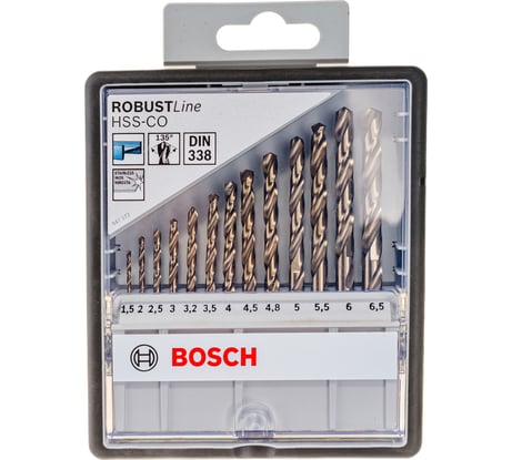 Набор сверл по металлу Robust Line 13 шт. (1,5-6,5 мм; HSS-CO) Bosch 2607019926