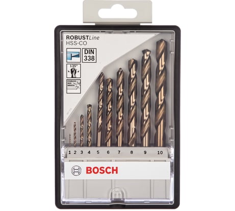 Набор сверл по металлу Robust Line 10 шт. (1-10 мм; HSS-CO) Bosch 2607019925