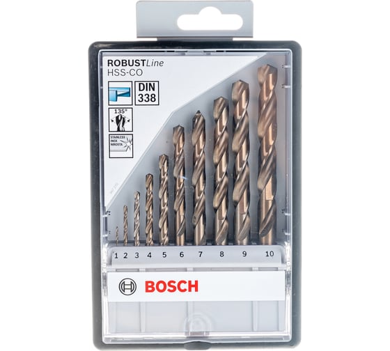Набор сверл по металлу Robust Line 10 шт. (1-10 мм; HSS-CO) Bosch 2607019925