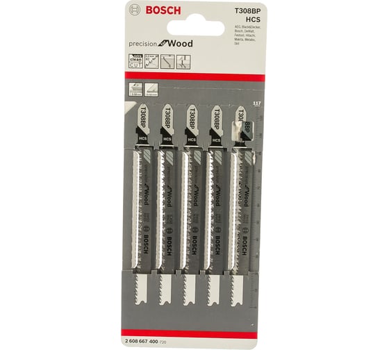 Полотна пильные T308BP Precision for Wood 5 шт. (117 мм; HCS) Bosch 2608667400