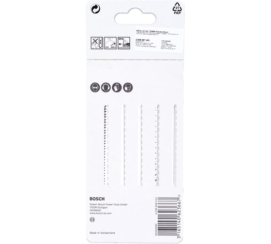 Полотна пильные T308BP Precision for Wood 5 шт. (117 мм; HCS) Bosch 2608667400